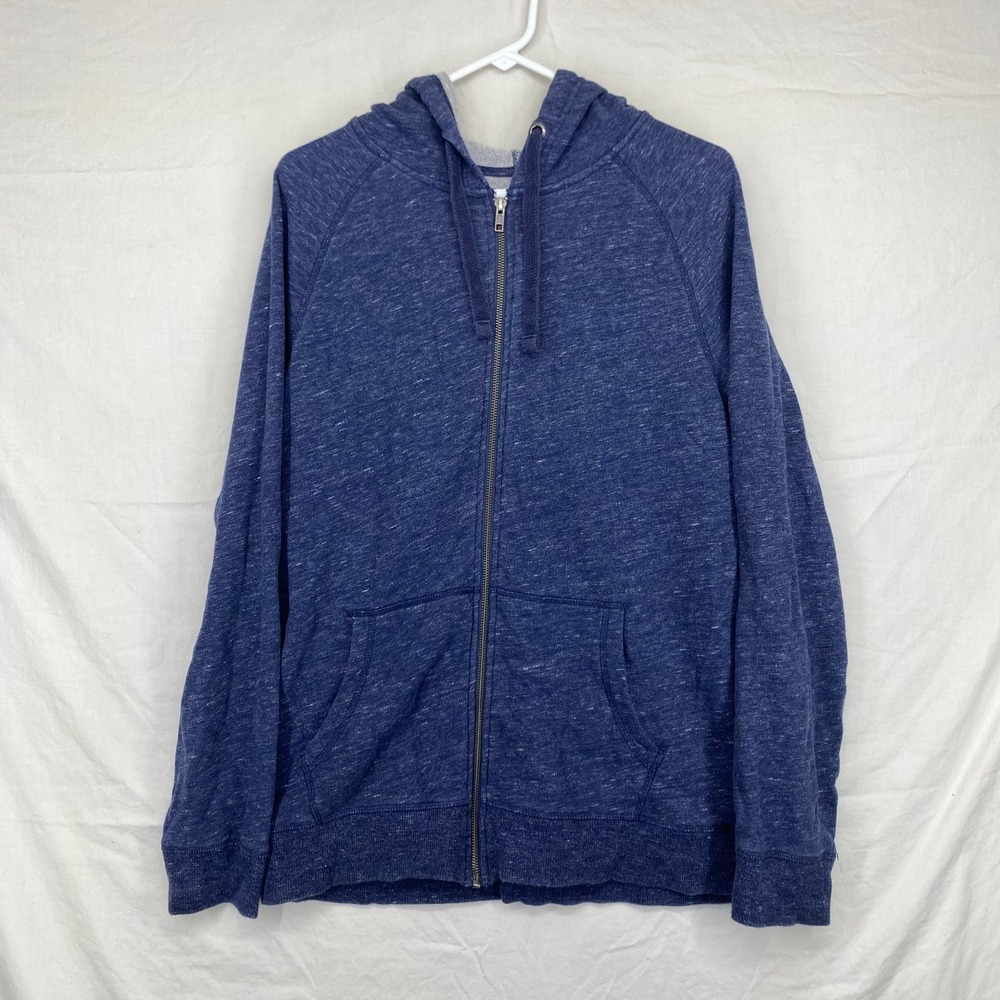 Goodfellow & Co Mens Blue Heathered Full Zip Hoodie Sweatshirt Raglan L